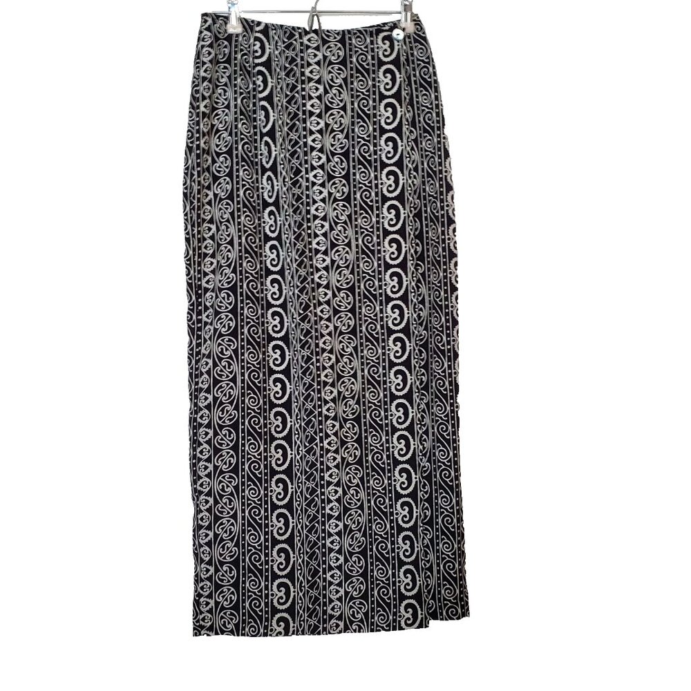 Classique Collections Vintage 1970s Wrap Skirt Black White Print Size 5